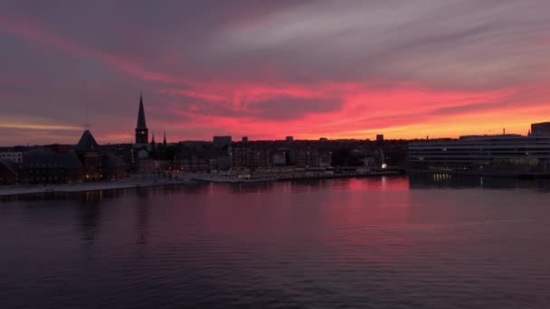 Primera Línea Mar Desde Drone Aarhus Dinamarca — Vídeos de Stock