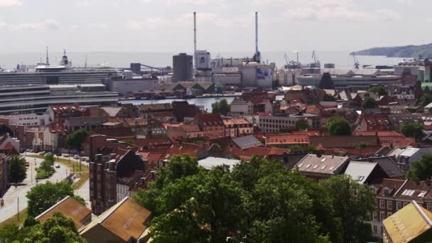 Aarhus Waterfront Och Staden Århus Danmark — Stockvideo