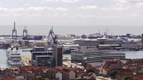 Aarhus City Waterfront Von Drohne Dänemark — Stockvideo