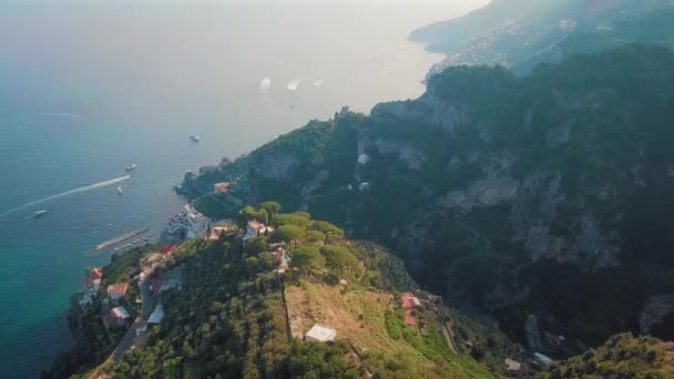 Wspaniałe Zdjęcia Lotnicze Wiosek Cliff Ravello Atrani Całe Wybrzeże Amalfi — Wideo stockowe