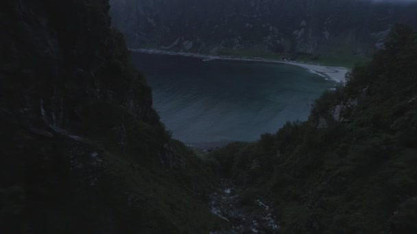 Una Magnifica Vista Drone Della Spiaggia Hoddevik Conosciuta Anche Come — Video Stock