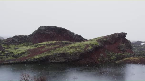 Снегопад в Исландии — стоковое видео