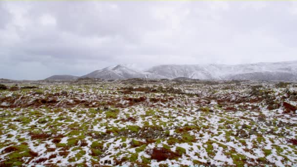 雪を頂いた山、アイスランドのビュー — ストック動画