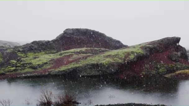 Islandia i burza śnieżna — Wideo stockowe