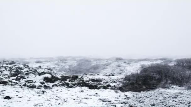 Vista del paisaje nevado desde el camino — Vídeos de Stock