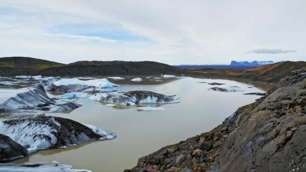 氷河のラグーン、アイスランドのパノラマ撮影 — ストック動画