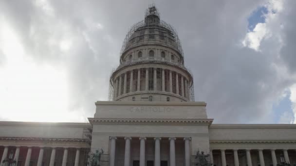 Footage Old Havana Capitol Building Steel Frames Renovation Purposes — Stock Video