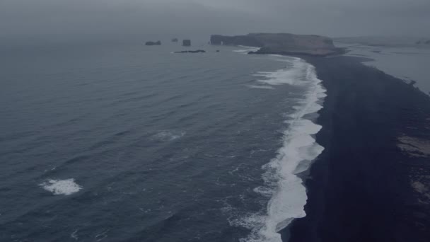 鸟的鸟图 他的海浪冲入岸边 而在远处可以看到迪罗莱 — 图库视频影像