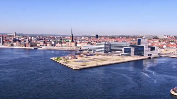Drone Tiro Aarhus Frente Mar Cúpula Visões — Vídeo de Stock