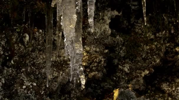 Icelandic Stalagmite Made Out Ice Rock Wall — Stock Video