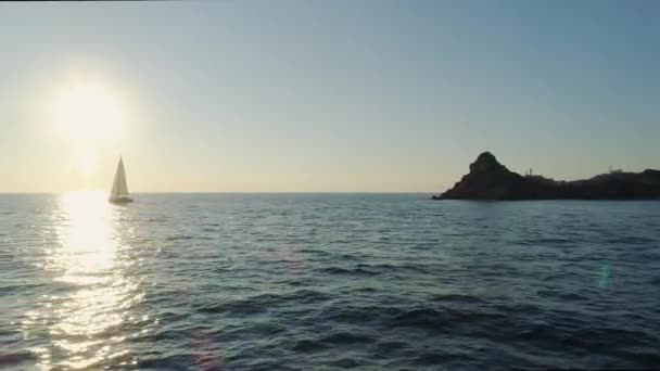 Lanzamiento Aéreo Atardecer Sobre Horizonte Golfo Vizcaya — Vídeos de Stock