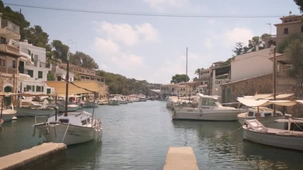 Boote vor Anker in der Marina von Mallorca — Stockvideo