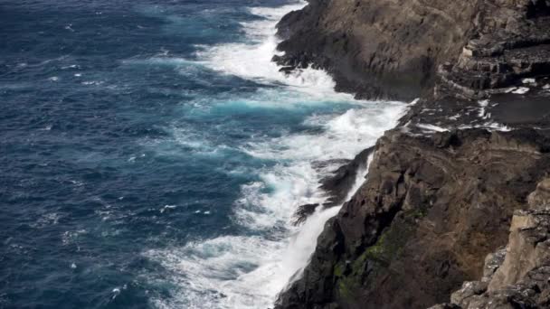 Cascata a cascata sulle scogliere e in mare — Video Stock