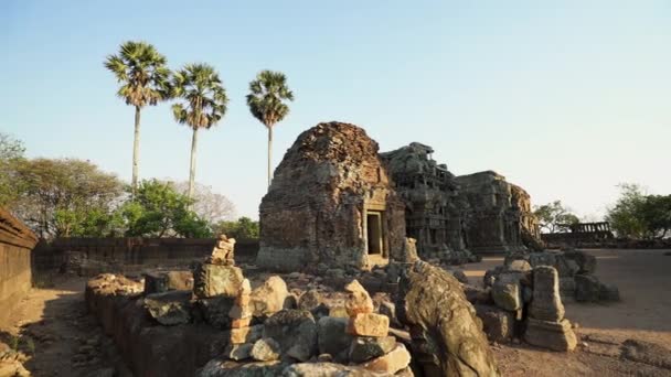 Long Shot of One of the Cambodia Temple's Ancient Door — Stock Video