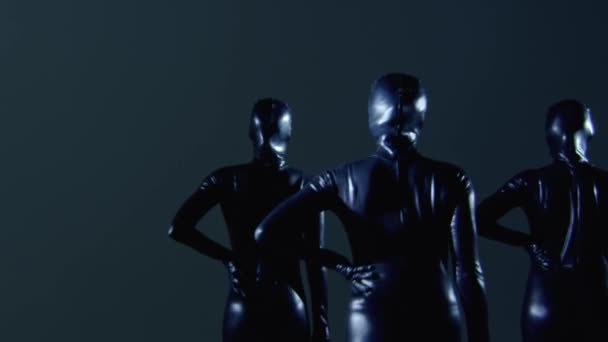 Medium Shot of Three Performers Dancing Wearing Black Costume — Stock Video