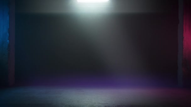 Lege donkere kamer met knipperende lichten gebruikt voor Vr — Stockvideo