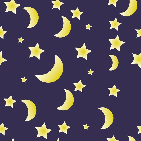 Nahtloses Mond Und Sternenmuster — Stockvektor