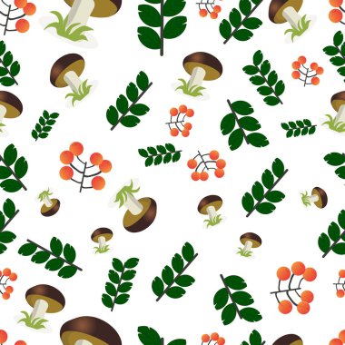 Vektör illüstrasyonu - Porcini mantarları beyaz arka planda izole edilmiş. Kusursuz doku.