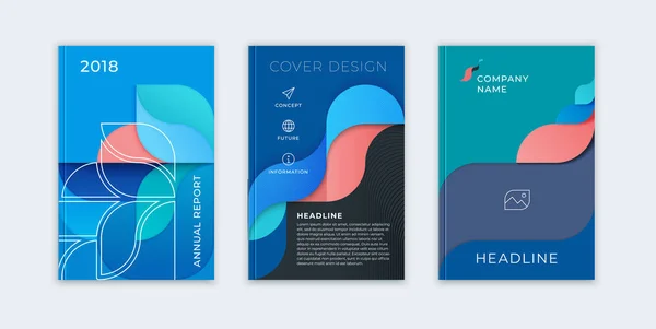 Abstracte cover ontwerp, business brochure sjabloon, lay-out, verslag, tijdschrift of brochure in A4 veelkleurige golven dynamische wazig, zachte lijnen en vloeiende vormen. — Stockvector