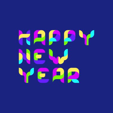 Geometrik yazıt Happy New Year vektör