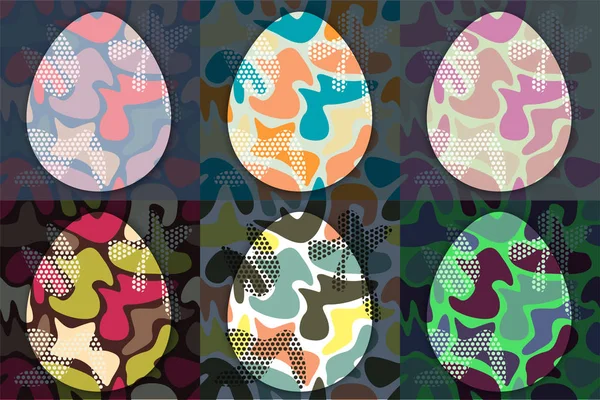 Set of multi-colored Easter eggs with a pattern — Stock Vector