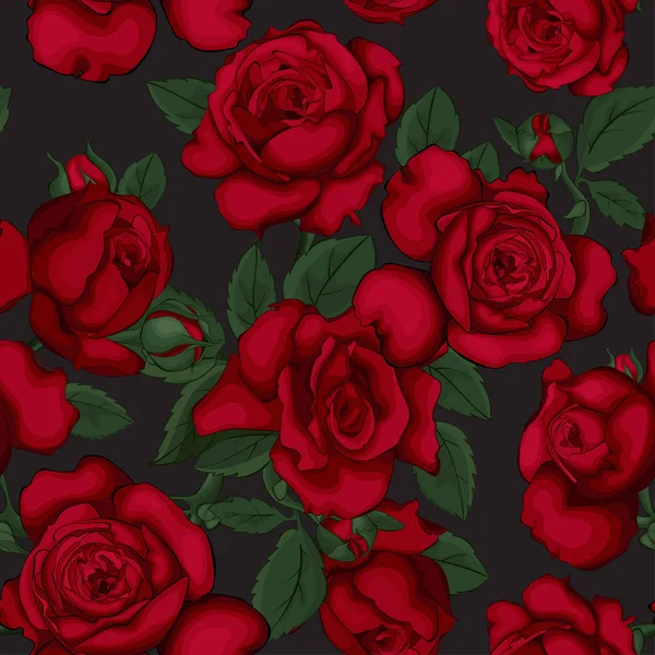 Patrón Sin Costuras Con Rosas Rojas Ilustración Vectorial Perfecto Para — Archivo Imágenes Vectoriales