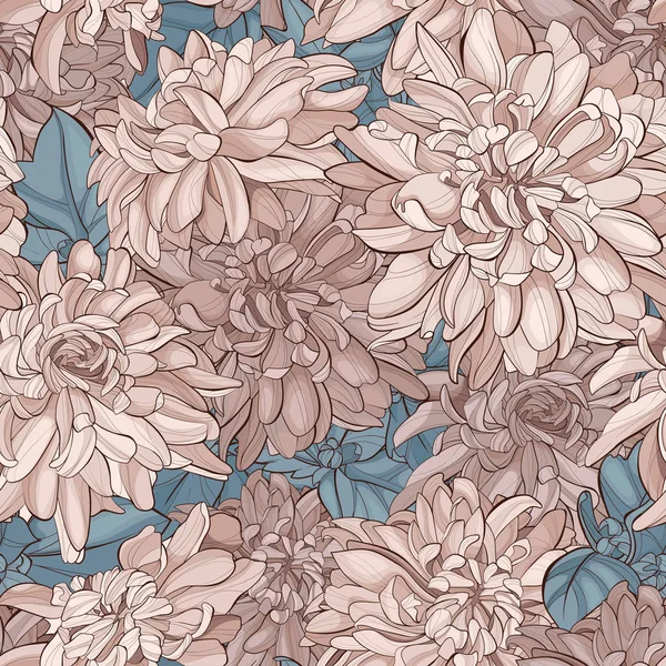 Χωρίς ραφές μοτίβο χρυσάνθεμο λουλούδια παστέλ χρώματα. Απεικόνιση διανυσματικών φορέων. — Διανυσματικό Αρχείο