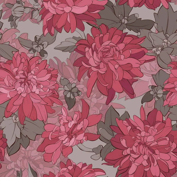 Modèle sans couture fleurs de chrysanthème. Illustration vectorielle . — Image vectorielle