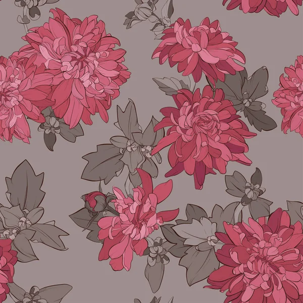 Modèle sans couture fleurs de chrysanthème. Illustration vectorielle . — Image vectorielle
