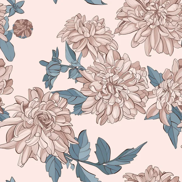 Безшовний візерунок з квітами хризантем. Векторні ілюстрації . — стоковий вектор