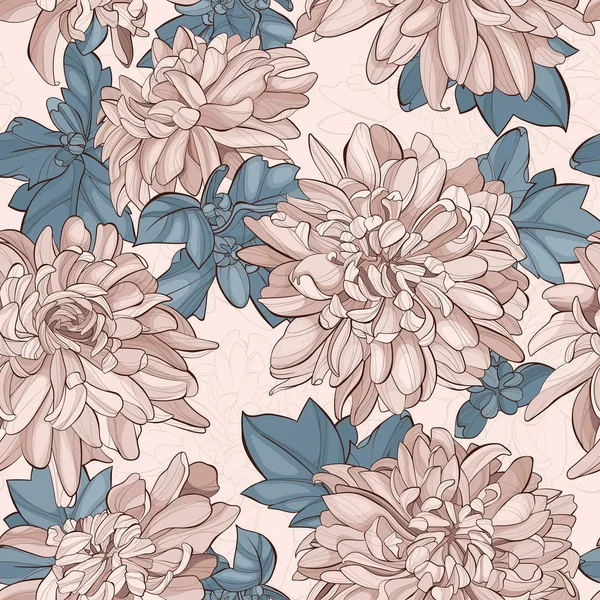Seamless pattern chrysanthemum flowers. Vector illustration. — Stock Vector