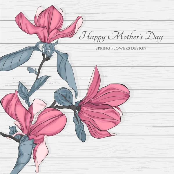 Card for Mother's Day on wooden texture background. — Stock Vector