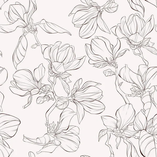 Motif sans couture magnolia fleurisseurs . — Image vectorielle