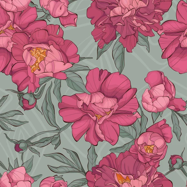Pivoines motif de fleurs . — Image vectorielle