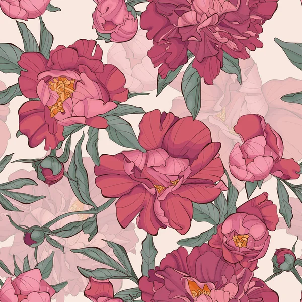 Pivoines motif de fleurs . — Image vectorielle