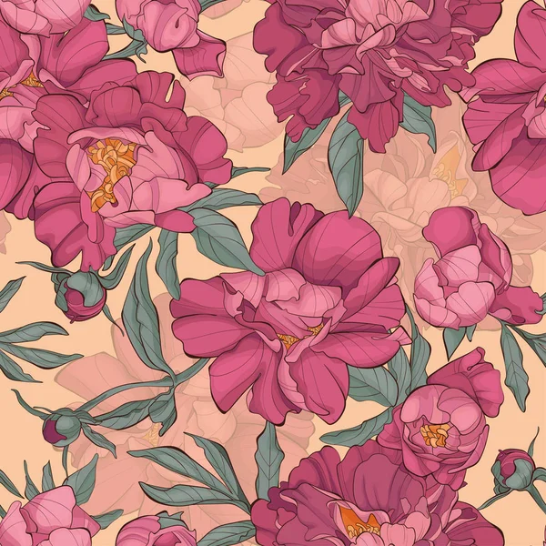 Pivoines motif de fleurs . — Image vectorielle