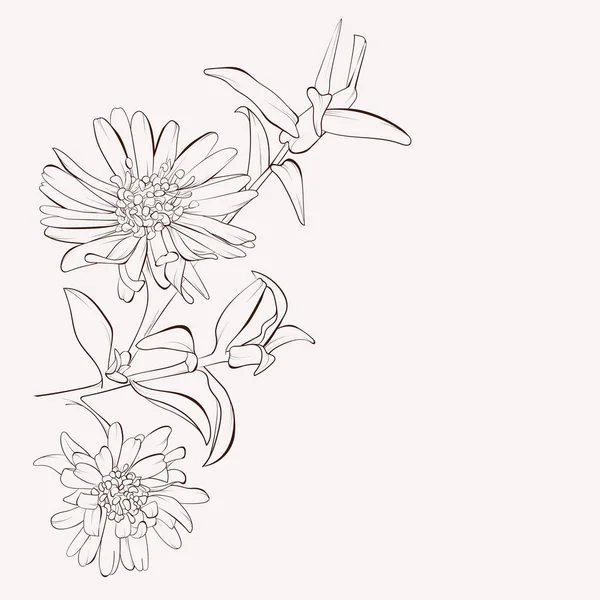ベクトルダリアの花秋の花の花束 設計用の要素 手描きの輪郭線とストローク — ストックベクタ