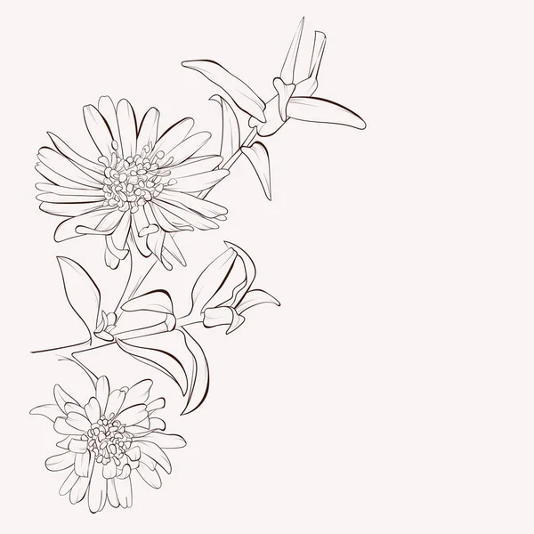 Flor Dalia Vectorial Ramo Flores Otoño Elemento Para Diseño Líneas — Vector de stock