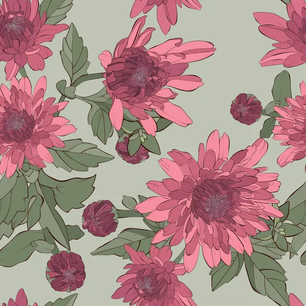 Vintage vecteur motif sans couture avec des fleurs et des feuilles . — Image vectorielle