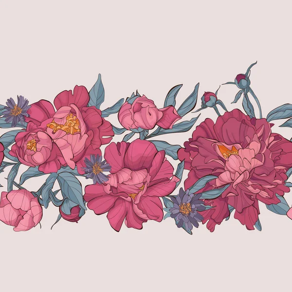 Pioenrozen bloemen patroon. Vectorbeelden