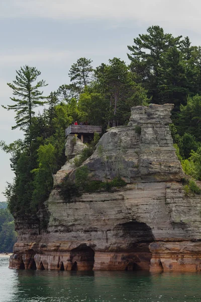 Pictured rocks national park on the Lake Superior, USA. Colorful textured rocks background