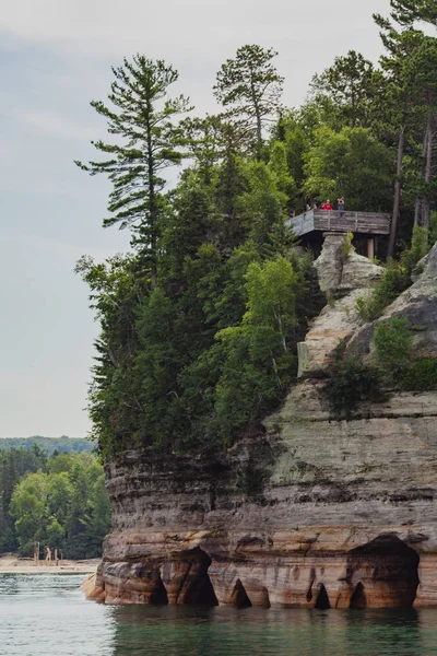 Pictured rocks national park on the Lake Superior, USA. Colorful textured rocks background