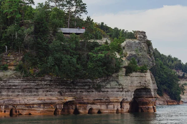 Pictured rocks national park on the Lake Superior, USA. Colorful textured rocks background