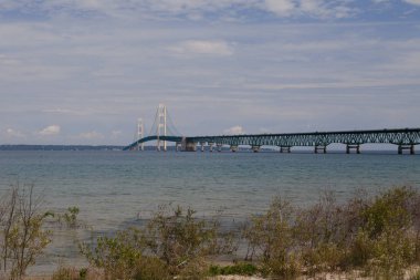 Mackinac köprü yalak Gölü Huron ve Michigan, ABD