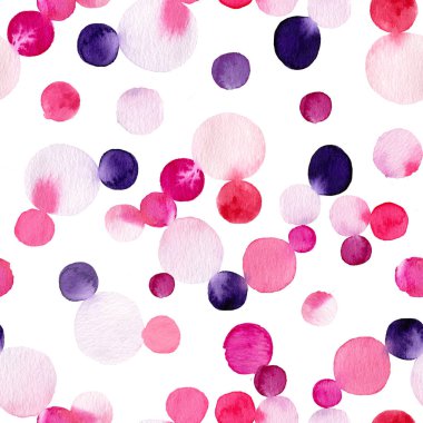 Suluboya daireler Dikişsiz desen doku Soyut El çekilmiş.