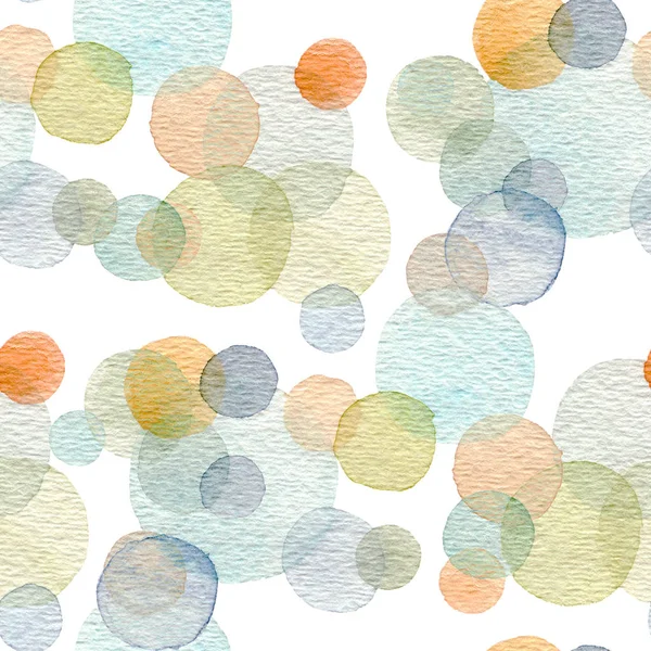 Abstrato mão desenhado círculos aquarela textura padrão sem costura . — Fotografia de Stock