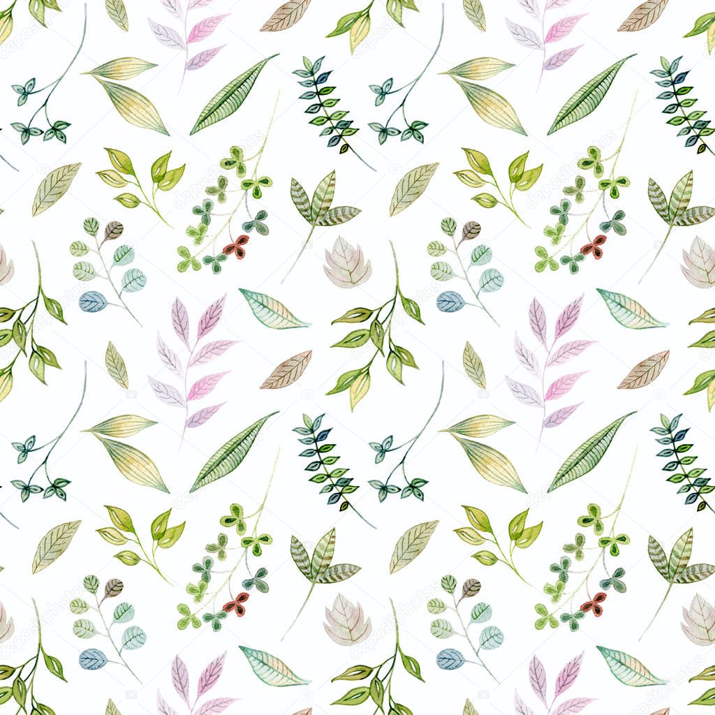 Watercolor floral hand drawn colorful bright seamless pattern