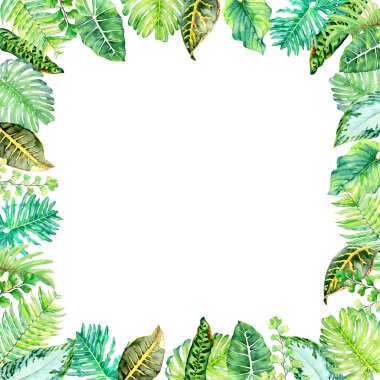 Yapraklı, otlu, çiçekli suluboya çiçek aranjmanları.