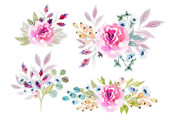 Watercolor flowers illustration. Isolated composition. — Stock Photo, Image