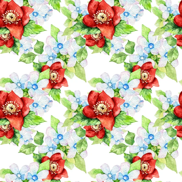 Aquarel bloemenhand getekend kleurrijke heldere naadloze patroon — Stockfoto